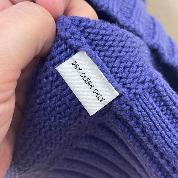 Real Clothes Sweater Women's Medium Blue Cable Knit Silk Cashmere Bland Saks 5th - Picture 4 of 9